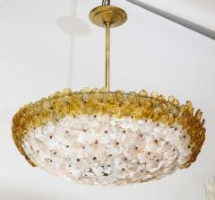  Barovier Toso Vintage Pressed Barovier Milk and Gold Glass Flowers in a Bouquet Chandelier - 1011851