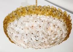  Barovier Toso Vintage Pressed Barovier Milk and Gold Glass Flowers in a Bouquet Chandelier - 1011853