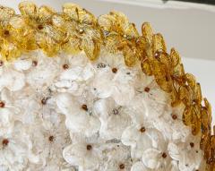  Barovier Toso Vintage Pressed Barovier Milk and Gold Glass Flowers in a Bouquet Chandelier - 1011857