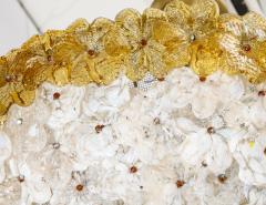  Barovier Toso Vintage Pressed Barovier Milk and Gold Glass Flowers in a Bouquet Chandelier - 1011862