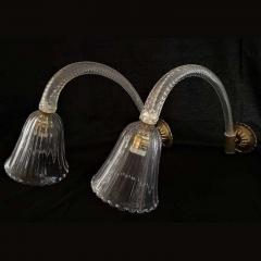  Barovier Toso Wall Sconces Murano Blown Glass 1940s Style of Barovier Toso - 3070358