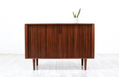  Barzilay Furniture Manufacturing Mid Century Sculpted Walnut Tambour Door Credenza by Barzilay - 3067008