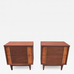  Basic Witz Furniture Basic Witz Pair Mid Century Walnut Olive Burl Restored Nightstands or End Tables - 2678462