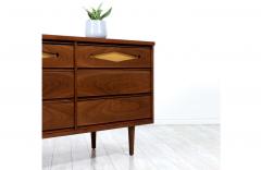  Bassett Furniture Mid Century Modern Walnut Dresser with Lacquered Accent Drawers - 2300194