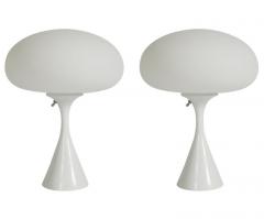  Bauer Lamp Company Pair of Mid Century Modern Laurel Mushroom Table Lamps in White - 1738740