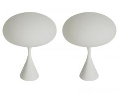  Bauer Lamp Company Pair of Mid Century Modern Laurel Mushroom Table Lamps in White - 1738755