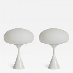  Bauer Lamp Company Pair of Mid Century Modern Laurel Mushroom Table Lamps in White - 1741308