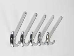  Bauhaus Up to 5 Large Art Deco Bauhaus Nickel Brass Wall Coat Hooks Vienna 1930s - 4451463