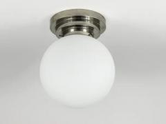  Bauhaus Velten Vordamm Large Art Deco Nickel Opaline Glass Globe Ceiling Lamp Flush Mount 1930s - 4067763