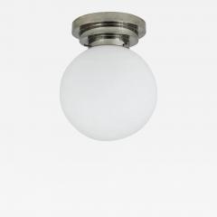  Bauhaus Velten Vordamm Large Art Deco Nickel Opaline Glass Globe Ceiling Lamp Flush Mount 1930s - 4069657