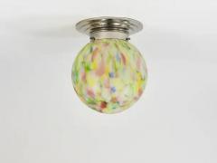  Bauhaus Velten Vordamm Vibrant Art Deco Ceiling Lamp Flush Mount Marble Glass Globe Germany 1930s - 4067339