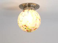  Bauhaus Velten Vordamm Vibrant Art Deco Ceiling Lamp Flush Mount Marble Glass Globe Germany 1930s - 4067441
