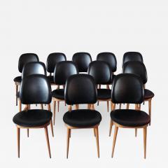  Baumann France 12 FRENCH 1960S BEECH AND NAUGAHYDE P GASE CHAIRS BY BAUMANN - 997862