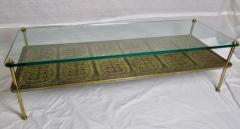  Beacon Hill Midcentury Brass Cast Bronze Plaques and Glass Coffee Table Beacon Hill 1960s - 572427