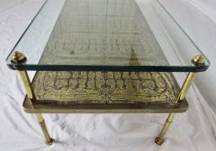  Beacon Hill Midcentury Brass Cast Bronze Plaques and Glass Coffee Table Beacon Hill 1960s - 572430