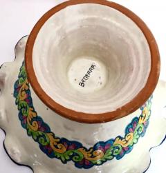  Becerra Talavera Style Large Size Pedestal Fruit Bowl Signed Becerra Mexico Circa 1995 - 3701424