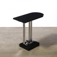  Belmet Art Deco Black Lacquer Chrome Streamlined End Table w Scroll Detail by Belmet - 4438647