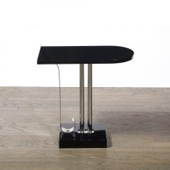  Belmet Art Deco Black Lacquer Chrome Streamlined End Table w Scroll Detail by Belmet - 4438649