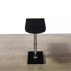  Belmet Art Deco Black Lacquer Chrome Streamlined End Table w Scroll Detail by Belmet - 4438651