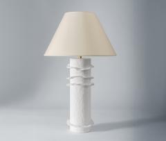  Benediko Chanterelle Sculptural Table Lamp in White Plaster with Silk Ecru Shade - 4235612