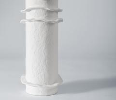  Benediko Chanterelle Sculptural Table Lamp in White Plaster with Silk Ecru Shade - 4235614