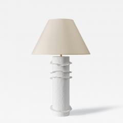  Benediko Chanterelle Sculptural Table Lamp in White Plaster with Silk Ecru Shade - 4235725