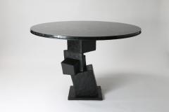  Benediko Modern Cubus Center Table Handcrafted in Black Plaster with Marble Top - 4563627