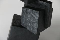  Benediko Modern Cubus Center Table Handcrafted in Black Plaster with Marble Top - 4563630