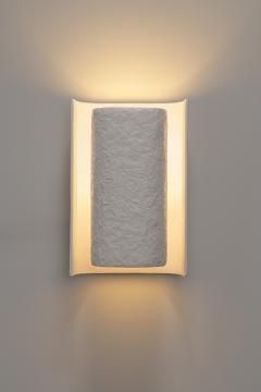  Benediko Small Galba III Wall Sconce in White Plaster with Knifed Finish - 4398371