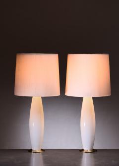  Bergboms Bergboms pair of large white glass table lamps - 2274647