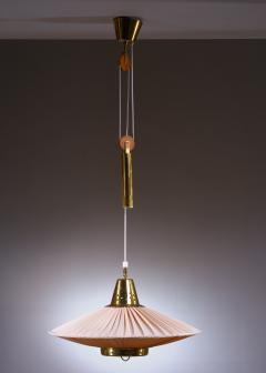  Bergboms Hans Bergstrom height adjustable brass and fabric pendant for Bergboms - 1594729