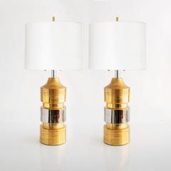  Bergboms Pair of Gold and SIlver Ceramic Lamps Bitossi for Bergboms - 591179