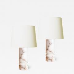  Bergboms Pair of Muscular Lathed Onyx Table Lamps by Bergbom Co  - 3160801