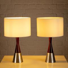  Bergboms Pair of Rosewood and Aluminium Table Lamps by Bergboms Sweden 1950s - 4705062