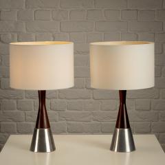  Bergboms Pair of Rosewood and Aluminium Table Lamps by Bergboms Sweden 1950s - 4705063
