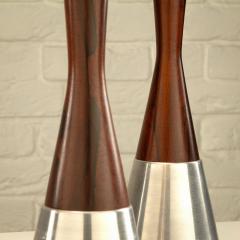  Bergboms Pair of Rosewood and Aluminium Table Lamps by Bergboms Sweden 1950s - 4705064