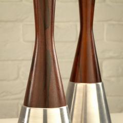  Bergboms Pair of Rosewood and Aluminium Table Lamps by Bergboms Sweden 1950s - 4705065