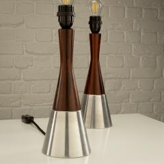  Bergboms Pair of Rosewood and Aluminium Table Lamps by Bergboms Sweden 1950s - 4705068