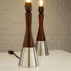  Bergboms Pair of Rosewood and Aluminium Table Lamps by Bergboms Sweden 1950s - 4705071