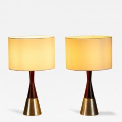  Bergboms Pair of Rosewood and Aluminium Table Lamps by Bergboms Sweden 1950s - 4705167
