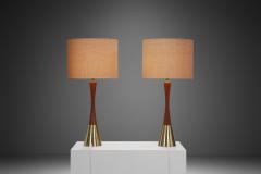  Bergboms Pair of Teak and Brass Table Lamps by Bergboms Sweden ca 1970s - 3570513