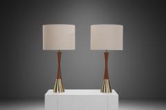  Bergboms Pair of Teak and Brass Table Lamps by Bergboms Sweden ca 1970s - 3570514