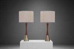  Bergboms Pair of Teak and Brass Table Lamps by Bergboms Sweden ca 1970s - 3570516