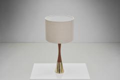 Bergboms Pair of Teak and Brass Table Lamps by Bergboms Sweden ca 1970s - 3570517