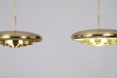  Bergboms Pair of rare 1960s ceiling lamps with a large nice shaped brass shade - 2208896