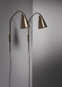  Bergboms Pair of swiveling brass Bergboms wall lamps - 3477619