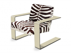  Bernhardt Design Bernhardt Connor Lounge Chair Chrome Frame Zebra Print Cowhide Upholstery - 2689894