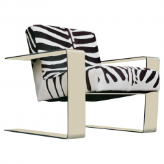  Bernhardt Design Bernhardt Connor Lounge Chair Chrome Frame Zebra Print Cowhide Upholstery - 2689896