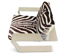  Bernhardt Design Bernhardt Connor Lounge Chair Chrome Frame Zebra Print Cowhide Upholstery - 2689911