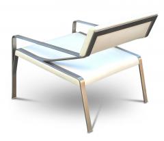  Bernhardt Design Bernhardt Design Four Sleek Mid Century Lounge Chairs Stainless Steel Leather - 2779443